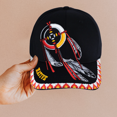 SALE 50% OFF - Dreamcatcher Embroidered  Beaded Baseball Cap With Brim Unisex Native American Style