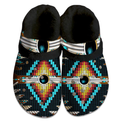 Unisex Pattern Fleece Clog Shoes For Women and Men Native American Style