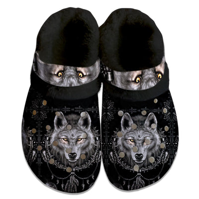 Unisex Pattern Fleece Clog Shoes For Women and Men Native American Style