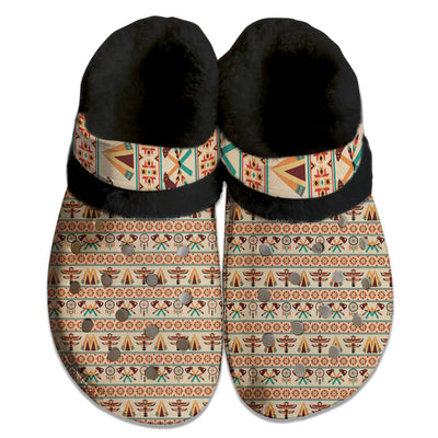 Fleece Unisex Pattern Clog Shoes For Women and Men Native American Style