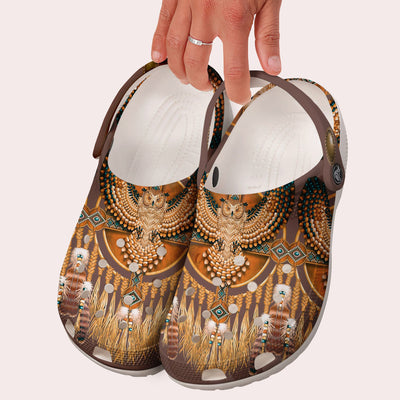 Unisex Green Pattern Fleece Clog Shoes For Women and Men Native American Style