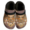 Unisex Green Pattern Fleece Clog Shoes For Women and Men Native American Style