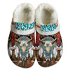 Fleece Unisex Buffalo Pattern Clog Shoes For Women and Men Native American Style