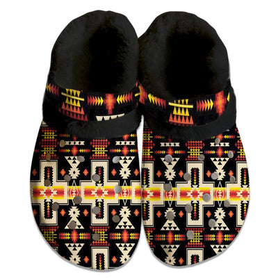 Fleece Unisex Dark Pattern Clog Shoes For Women and Men Native American Style