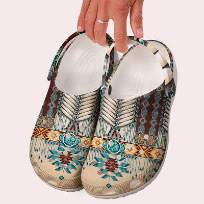 Unisex Pattern Fleece Clog Shoes For Women and Men Native American Style