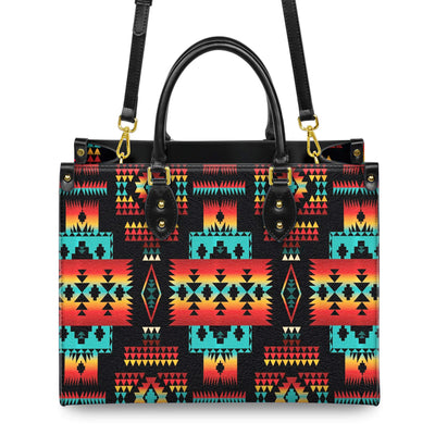 Black Native Tribes Pattern Leather Handbag WCS002