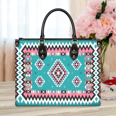 Ethnic Geometric Pink Pattern Leather Handbag WCS003