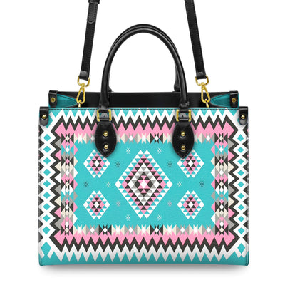 Ethnic Geometric Pink Pattern Leather Handbag WCS003