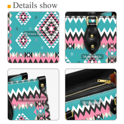 Ethnic Geometric Pink Pattern Leather Handbag WCS003