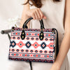 Pink & Navy Pattern Native Leather Handbag WCS005