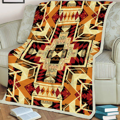 Native American Yellow Pattern Soft And Warm Fleece Blanket