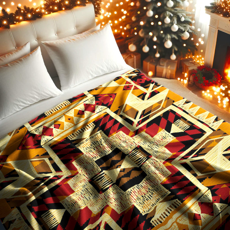 Native American Yellow Pattern Soft And Warm Fleece Blanket