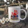 MMIW Indigenous Woman Red Hand Together Ceramic Coffee Mug