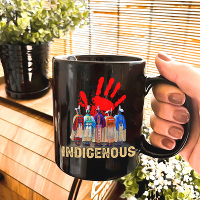 MMIW Indigenous Woman Red Hand Together Ceramic Coffee Mug