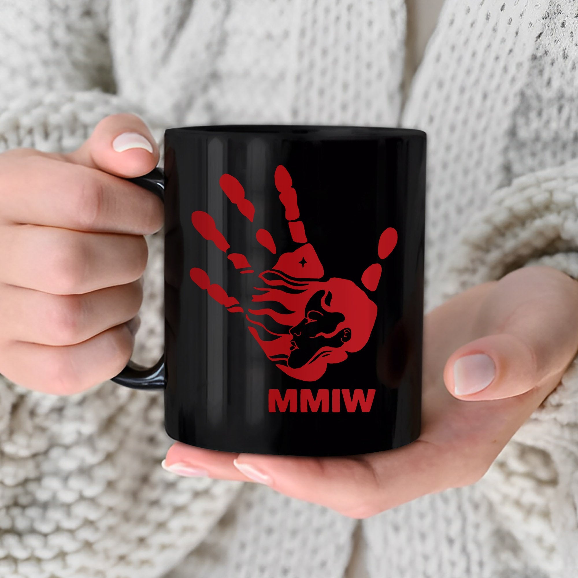 MMIW I Wear Red, No More Stolen Sisters Red Hand Ceramic Coffee Mug