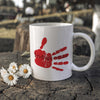 MMIW Indigenous Woman Red Hand White Black Ceramic Coffee Mug