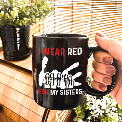 MMIW I Wear Red For My Sister Red Hand Women Together Ceramic Coffee Mug