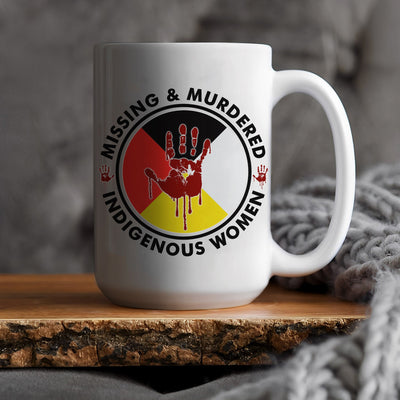 MMIW Missing Murder Indigenous Women Red Hand  Circle Four Color Ceramic Coffee Mug