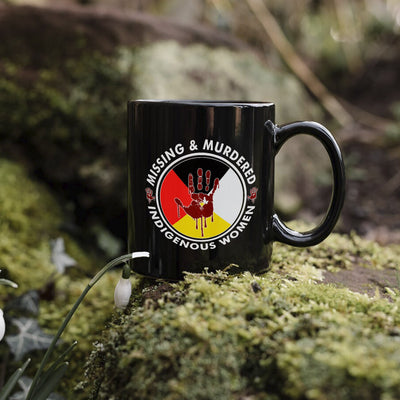 MMIW Missing Murder Indigenous Women Red Hand  Circle Four Color Ceramic Coffee Mug