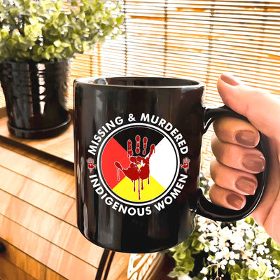 MMIW Missing Murder Indigenous Women Red Hand  Circle Four Color Ceramic Coffee Mug