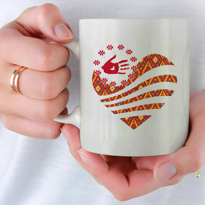 MMIW I Wear Red For My Sister Red Hand Together Heart Ceramic Coffee Mug