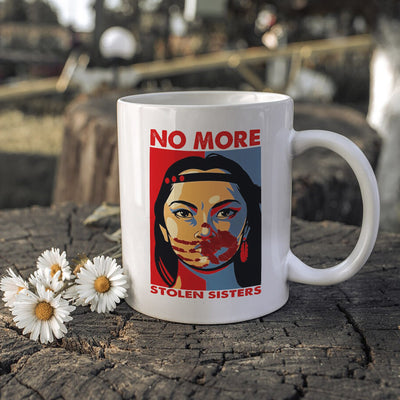 MMIW No More Stolen Sisters Red Hand Indigenous Owned Ceramic Mug