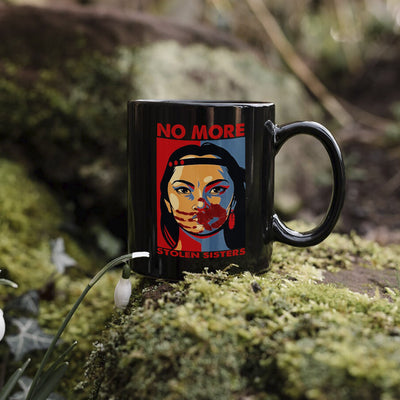 MMIW No More Stolen Sisters Red Hand Indigenous Owned Ceramic Mug