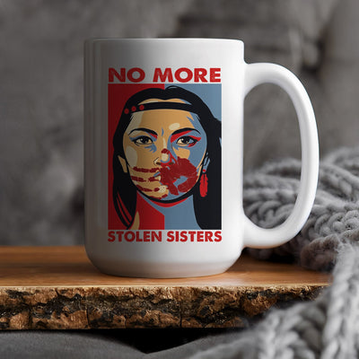 MMIW No More Stolen Sisters Red Hand Indigenous Owned Ceramic Mug