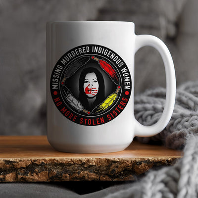 MMIW Missing Murdered Indigenous Women No More Stolen Sisters Feather Color Red Hand Women Ceramic Coffee Mug