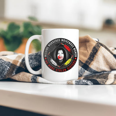 MMIW Missing Murdered Indigenous Women No More Stolen Sisters Feather Color Red Hand Women Ceramic Coffee Mug