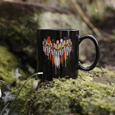 MMIW Women Together Feather Heart White Black Ceramic Coffee Mug