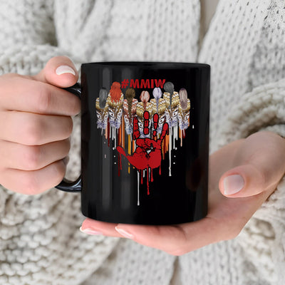 MMIW Women Red Hand Together Feather Heart  Ceramic Coffee Mug