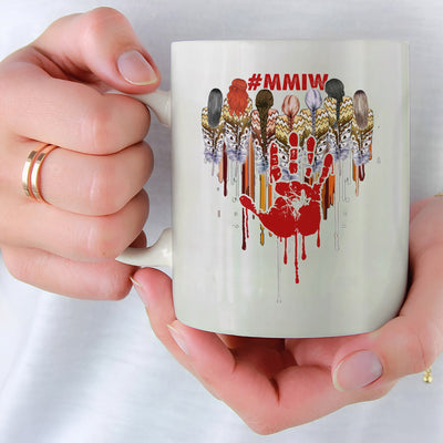 MMIW Women Red Hand Together Feather Heart  Ceramic Coffee Mug