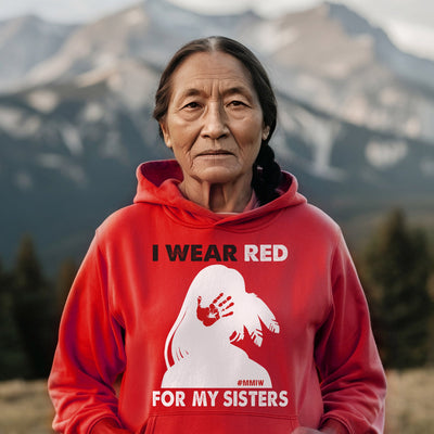 MMIW I Wear Red For My Sister, No More Stolen Sisters Red Hand Unisex T-Shirt/Hoodie/Sweatshirt