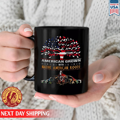 American Grown With Native American Roois Native Ceramic Coffee Mug