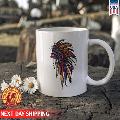 Native American Feather Headdress Ceramic Coffee Mug