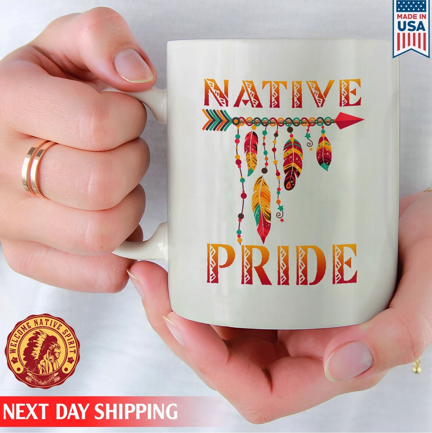 Native American Pride Feather Native Ceramic Coffee Mug