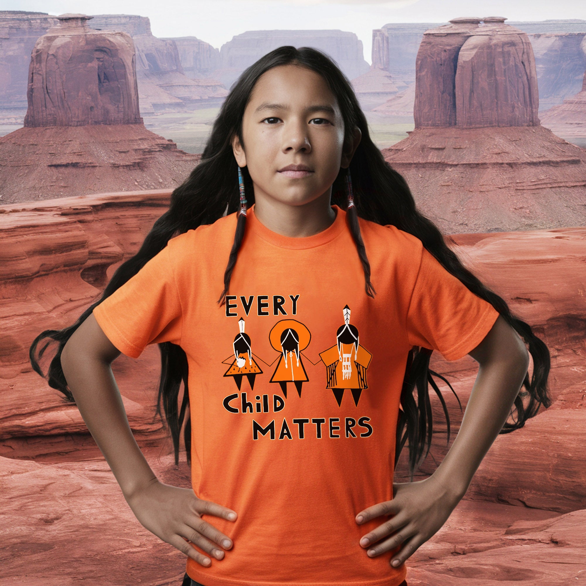 Every Child Matters Three Children Together Wear Orange Day Unisex T-Shirt/Hoodie/Sweatshirt