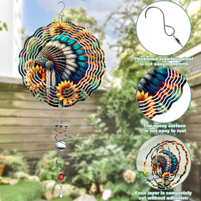 [COMBO 3 ] Colorful Wind Spinner Chief Headdress + Dreamcatcher +Hummingbirds Native American