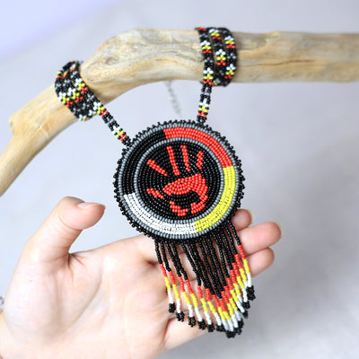 SALE 30% OFF - MMIW Handprint Beaded Choker Necklace Premium Native American Style