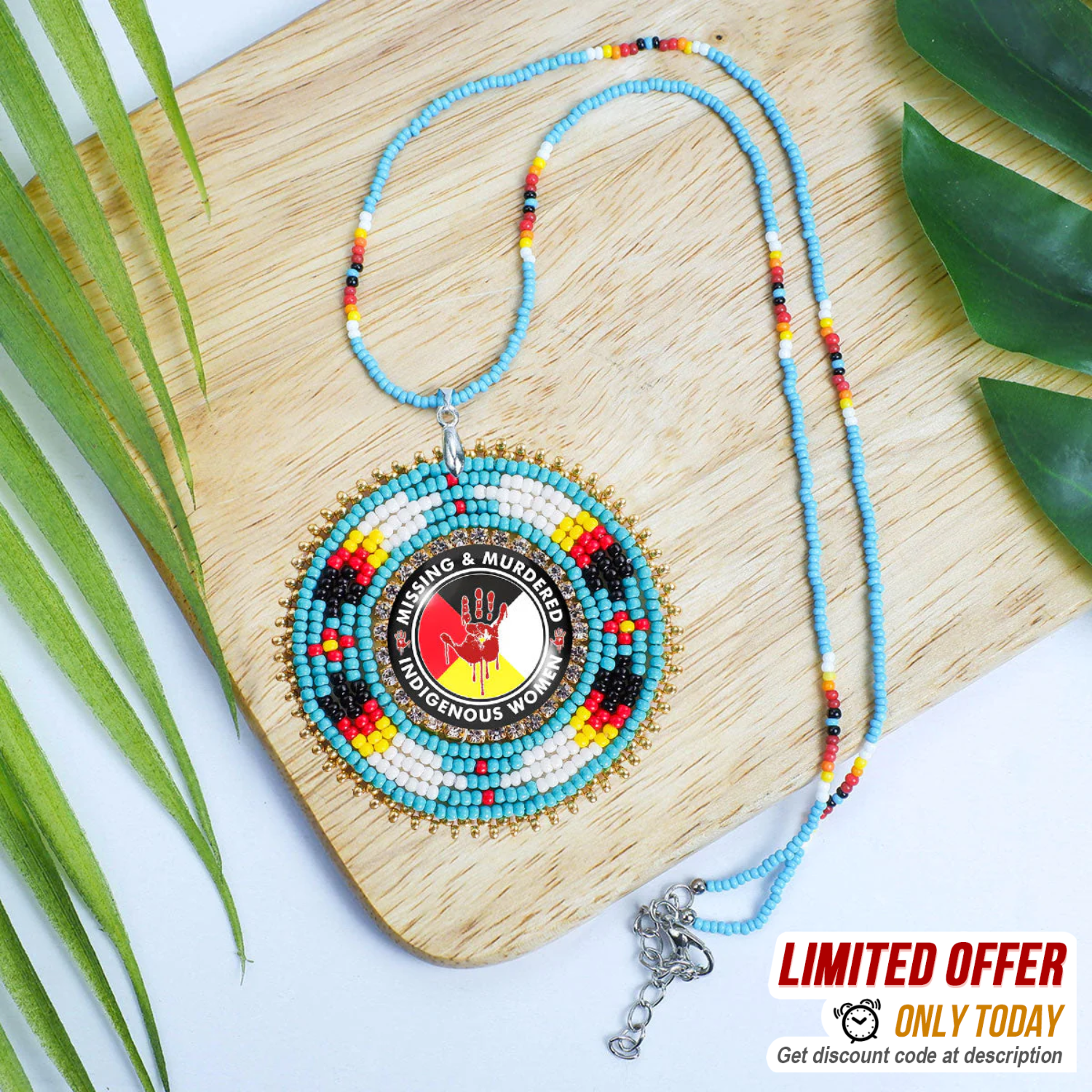 SALE 30% OFF - MMIW Handmade Beaded Wire Necklace Pendant For Women With Native American Style