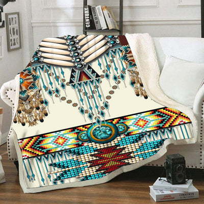 Turiquoise Native Indian Pattern Feather Soft and Warm Fleece Blanket