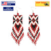 SALE 30% OFF - Red Black Long Beaded Handmade Earrings For Women