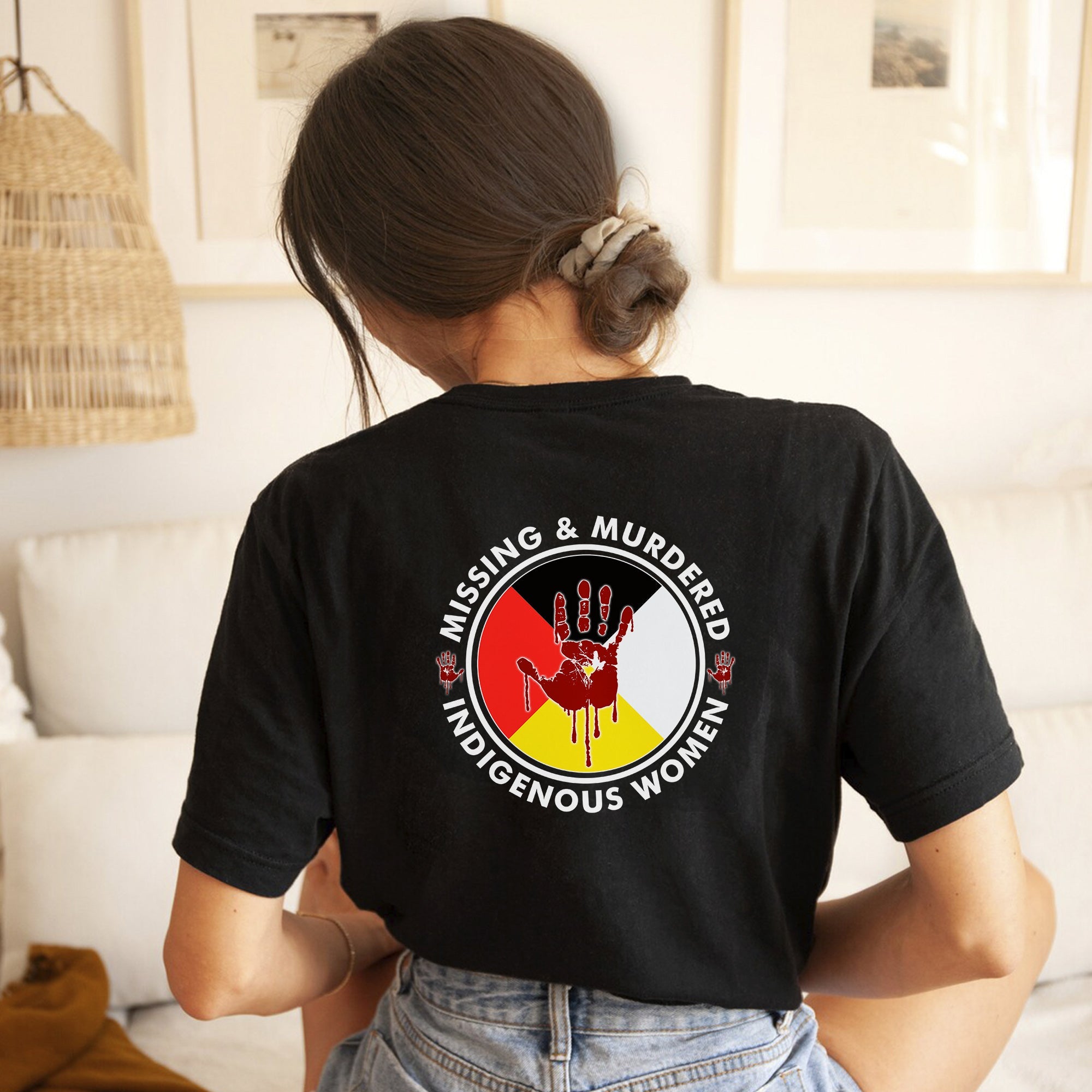 Missing Murder Indigenous Women Red Hand MMIW Unisex Back Hoodie/T-Shirt/Sweatshirt