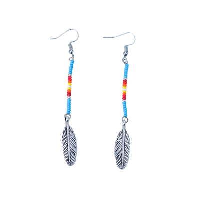 SALE 30% OFF - Blue Stick Pattern Beaded Handmade Earrings For Women