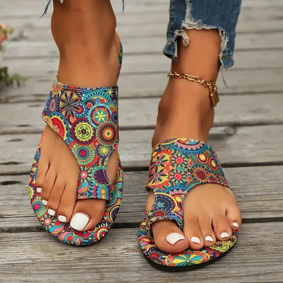 Slide Sandals Women's Ethnic Style Flower Pattern - Best for Gift, Daily And Beach 01