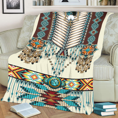 Turiquoise Native Indian Pattern Feather Soft and Warm Fleece Blanket