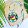 SALE 30% OFF - MMIW Feathers Handmade Glass Beaded Patch Necklace Pendant