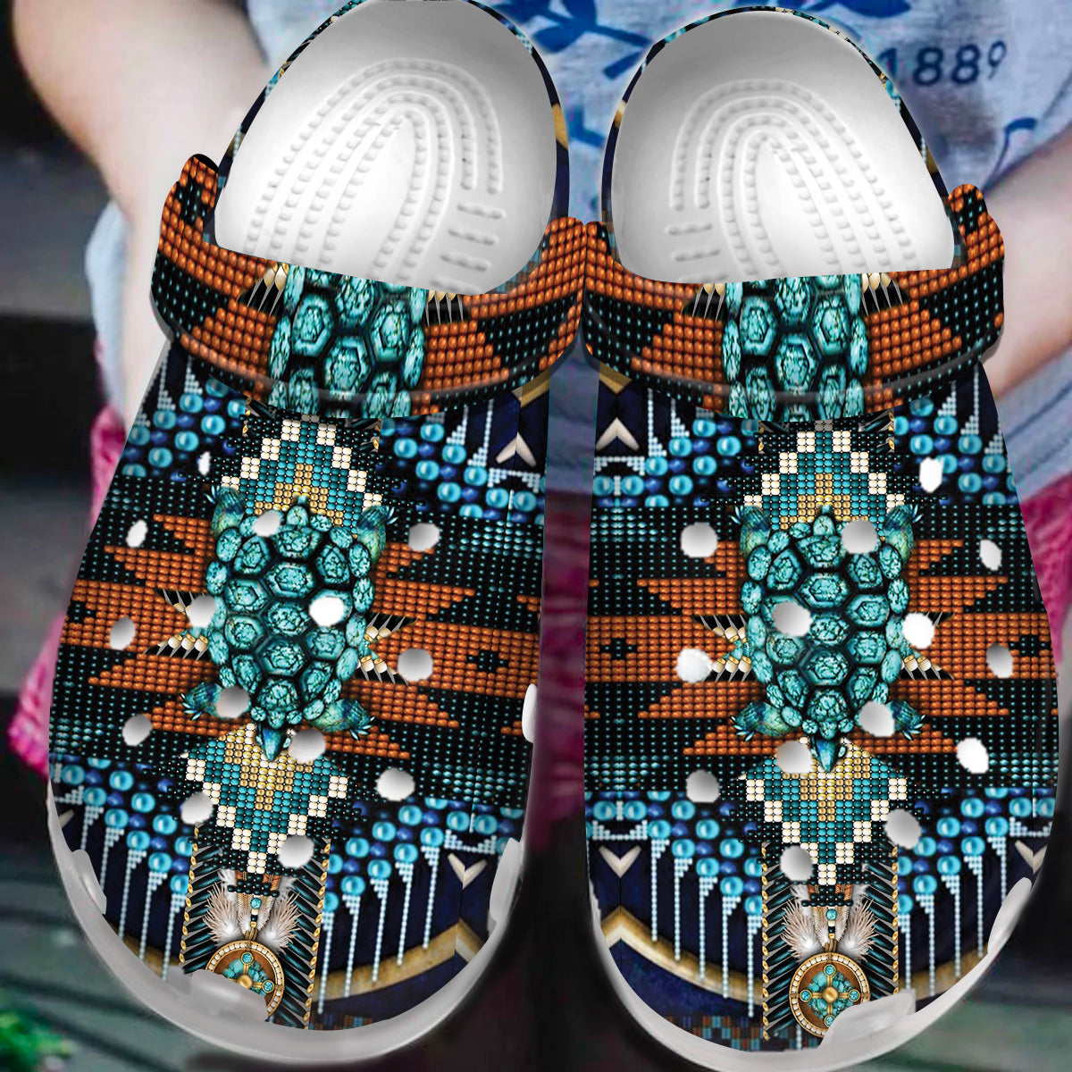 Native Pattern Clog Shoes For Adult and Kid 89237 New