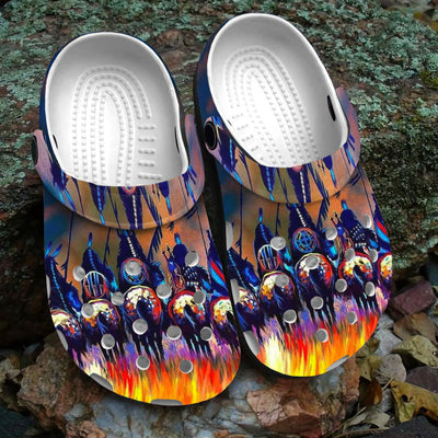 Unisex Pattern Fleece Clog Shoes For Women and Men Native American Style